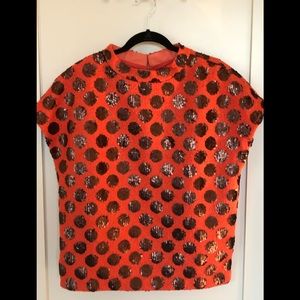 Ann Mashburn Orange Wool/Sequin Top